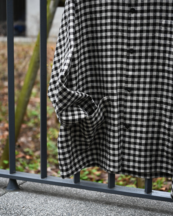 WORK SHIRT, linen×cotton×silk, gingham
