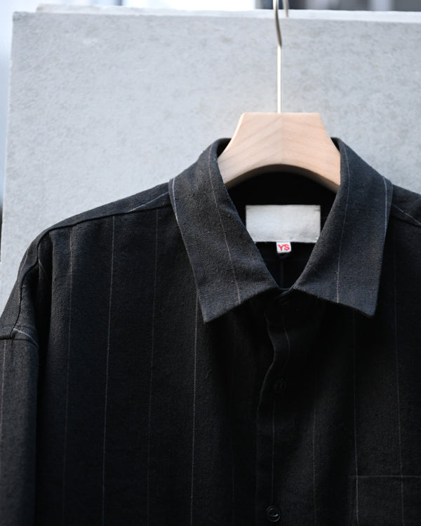 REGULAR COLLAR SHIRT, linen×cotton×silk, stripe
