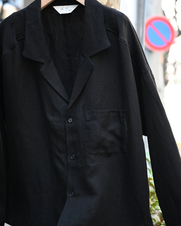 100/S LINEN TAILORED SHIRT, black