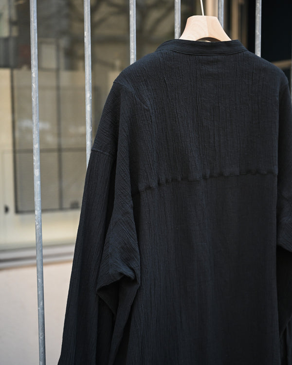 CREPE HALF ZIP SHIRT, black