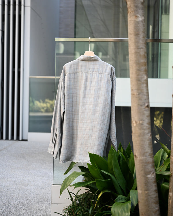AGING RAYON CHECK SHIRT, blue