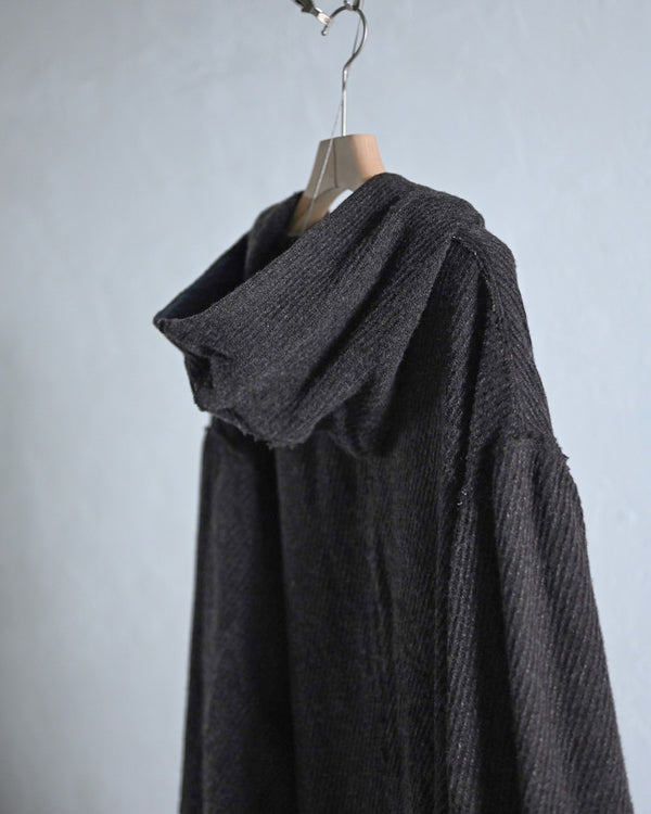 Wool linen kersey hoodie coat-YUTA MATSUOKA-COELACANTH