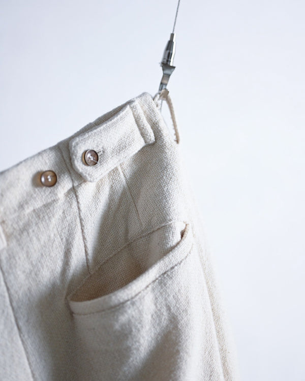 Wool silk dungarees hook pants