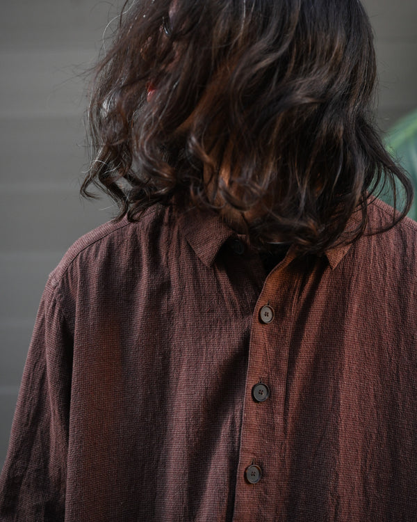 SHIRT COAT, hound's tooth cotton linen