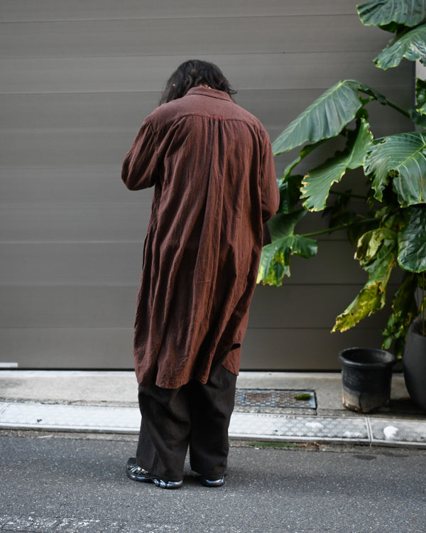 SHIRT COAT, hound's tooth cotton linen