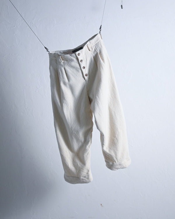 Wool silk dungarees hook pants