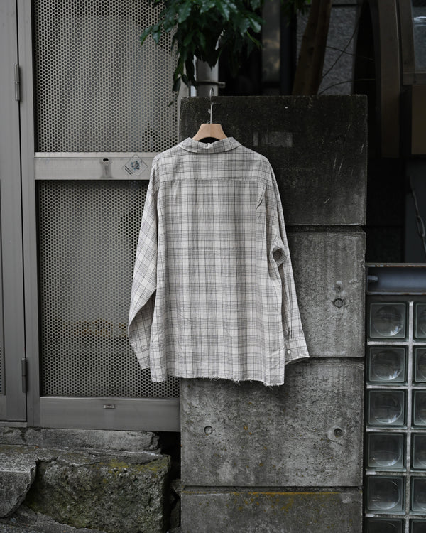 AGING RAYON CHECK SHIRT, beige