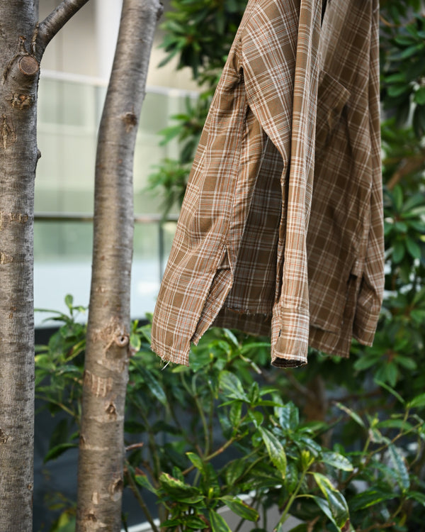 AGING RAYON CHECK SHIRT, green