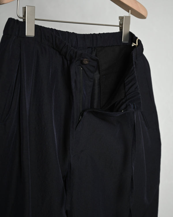 WASHED WOOL SILK DRAWSTRING PANTS