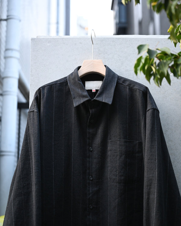 REGULAR COLLAR SHIRT, linen×cotton×silk, stripe