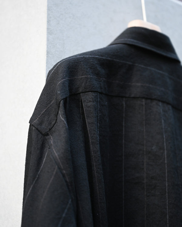 REGULAR COLLAR SHIRT, linen×cotton×silk, stripe