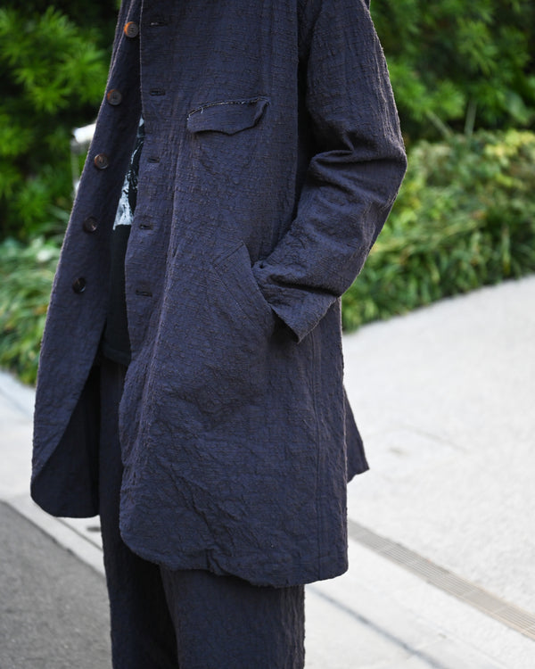 LONG COOK JACKET, slub yarn dobby cloth