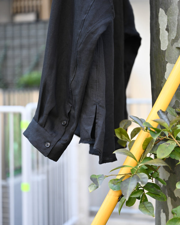 100/S LINEN TAILORED SHIRT, black