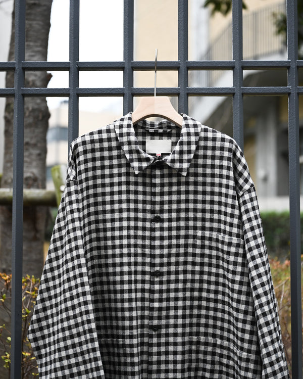 WORK SHIRT, linen×cotton×silk, gingham
