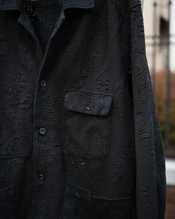 AGING LACE WORK SHIRT, black