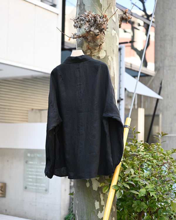 100/S LINEN TAILORED SHIRT, black