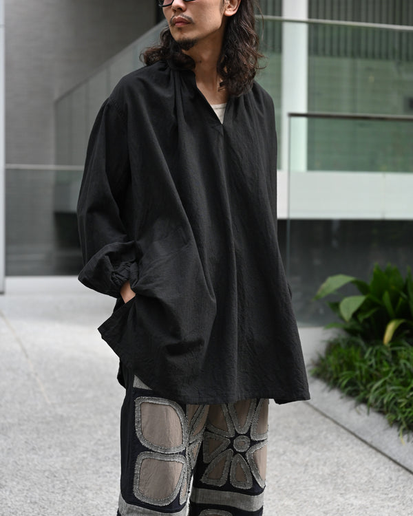 SMOCK-black, canvas linen