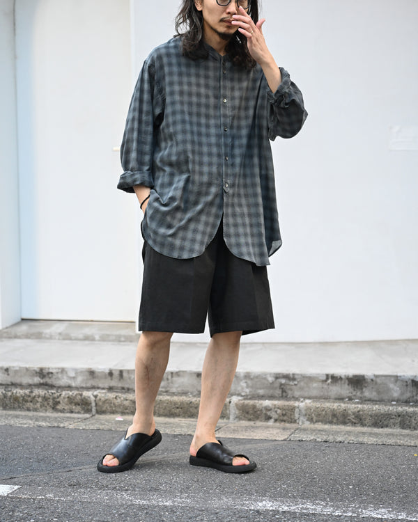 DOUBLE PLEATED WIDE EASY SHORTS, silk nep serge