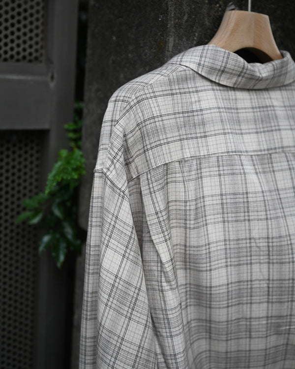 AGING RAYON CHECK SHIRT, beige