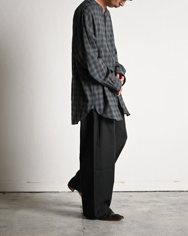 OMBRE CHECK V-COLLAR SEMI LONG SHIRT LS
