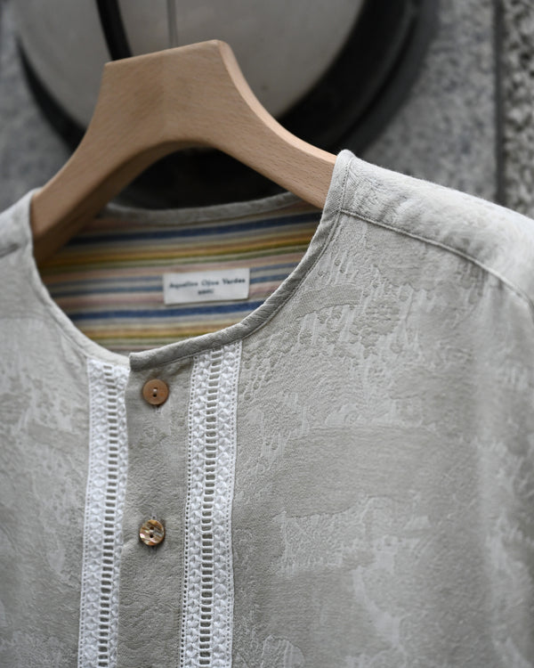 Ethnic crew neck shirt, Flower jacquard