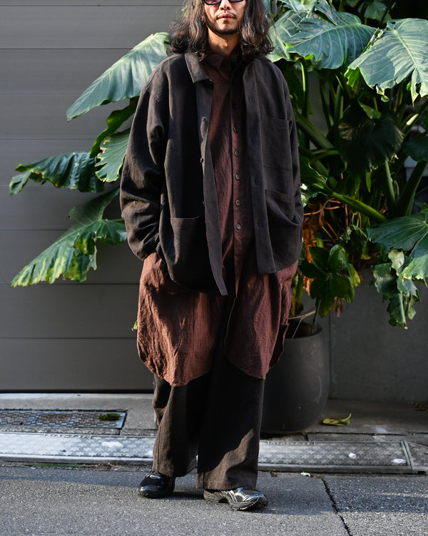 BAGGY EASY PANTS, max high count hemp, brown