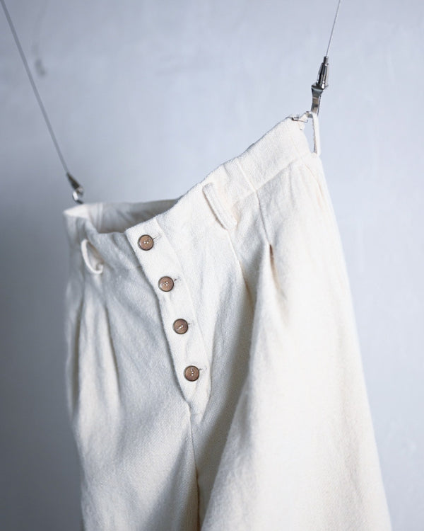 Wool silk dungarees hook pants