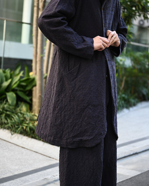 LONG COOK JACKET, slub yarn dobby cloth