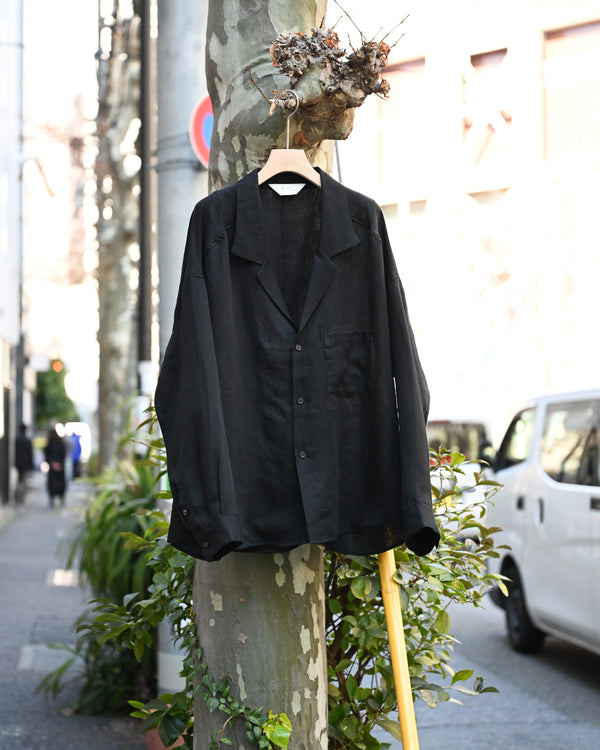 100/S LINEN TAILORED SHIRT, black