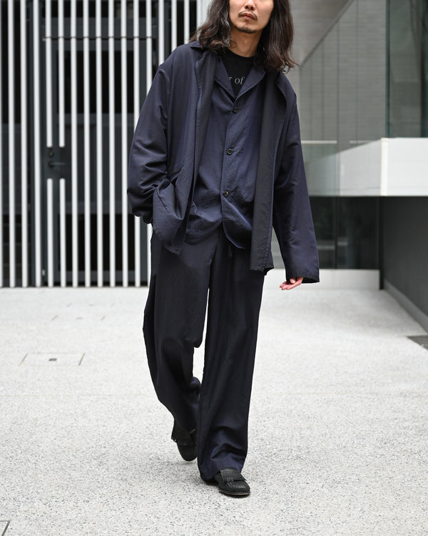 WASHED WOOL SILK DRAWSTRING PANTS