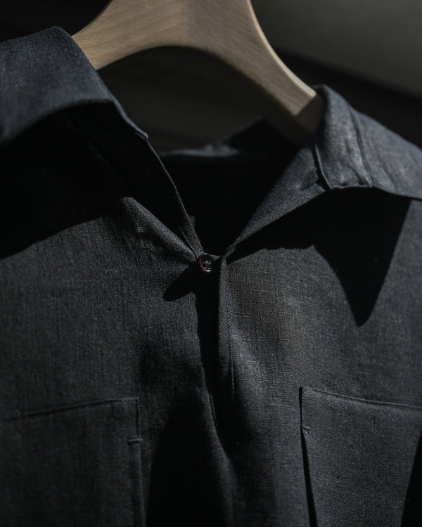 LINEN GATHERED PULL-OVER SHIRT