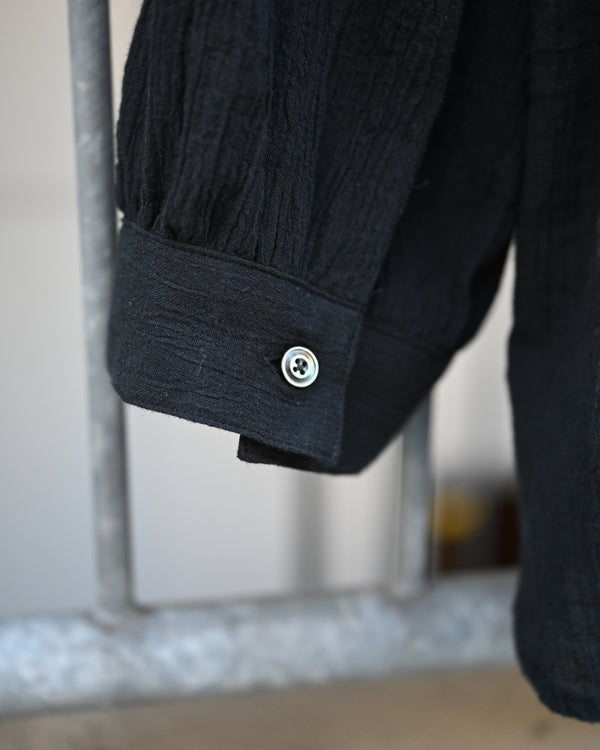 CREPE HALF ZIP SHIRT, black