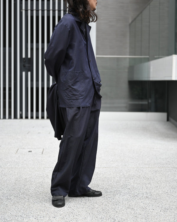 WASHED WOOL SILK DRAWSTRING PANTS