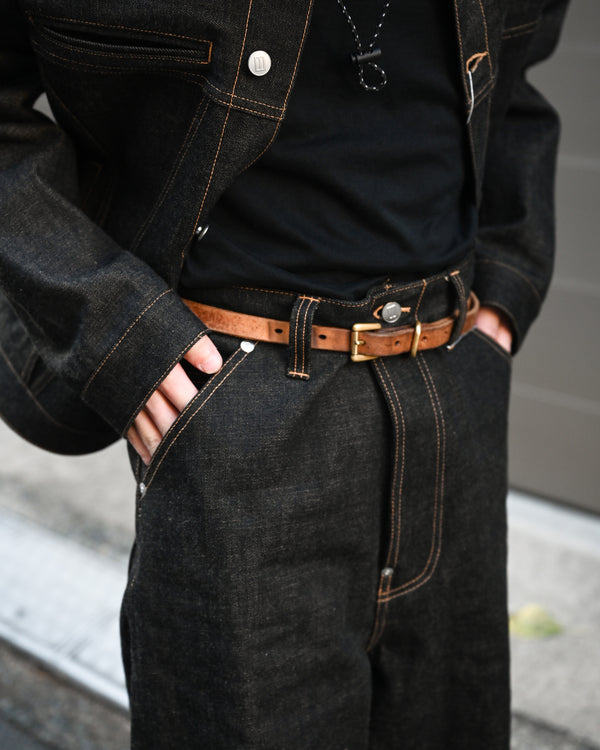coffee black denim trousers