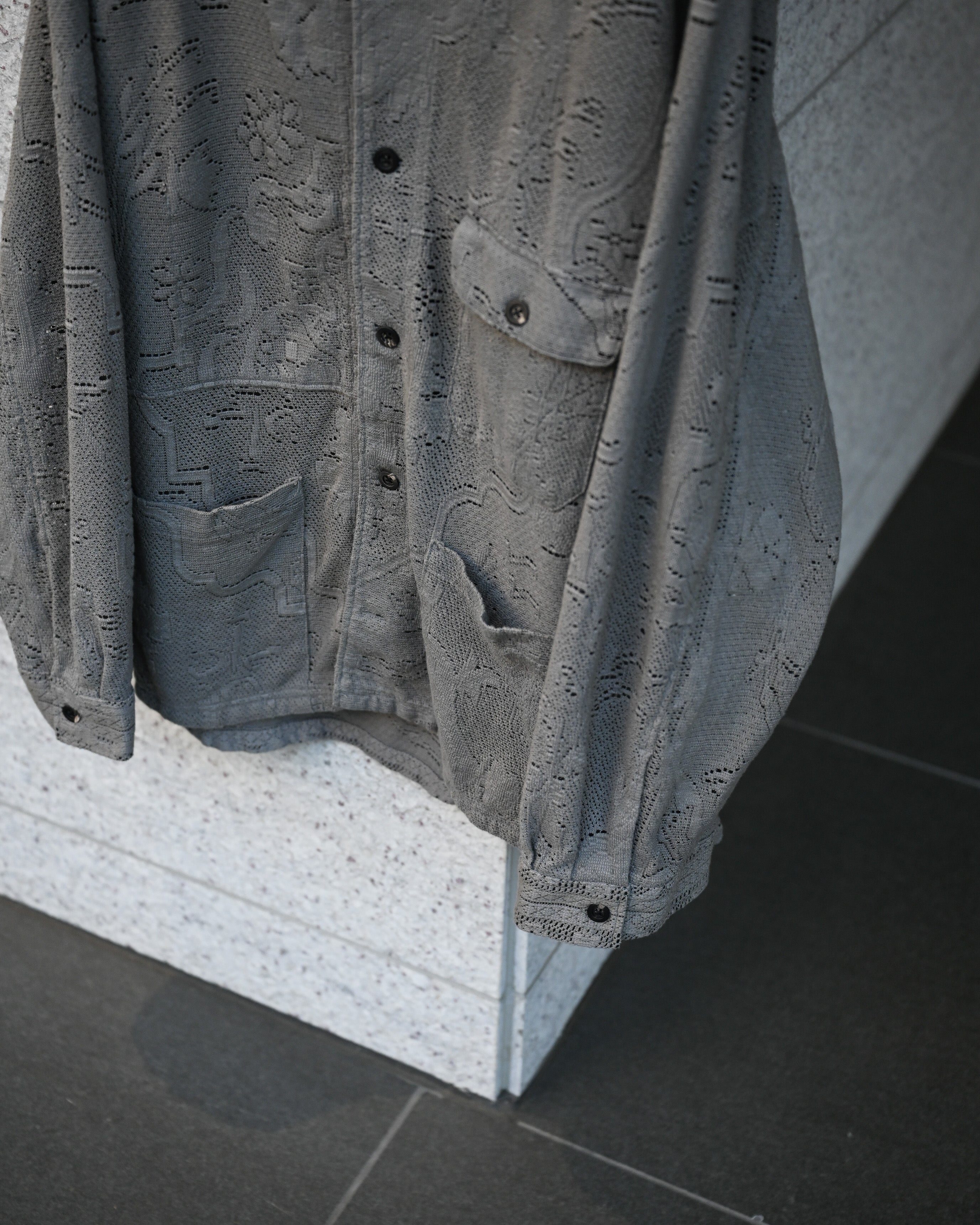 ANCELLM アンセルム - AGING LACE WORK SHIRT, gray – coelacanth