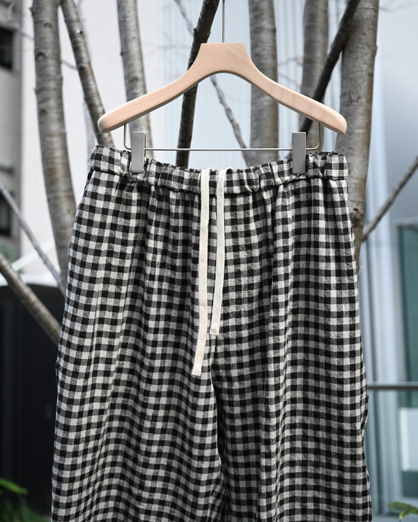 BAGGY EASY PANTS, linen×cotton×silk, gingham