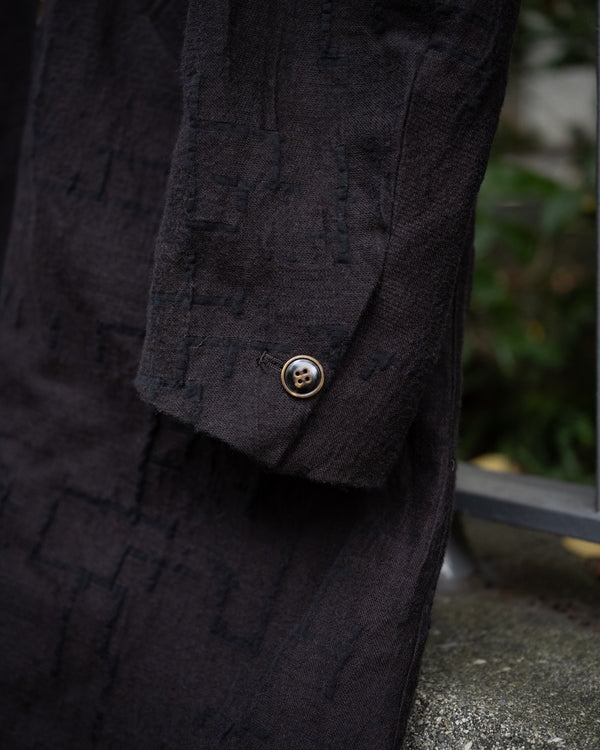 LONG COOK JACKET, dark brown site plan jacquard