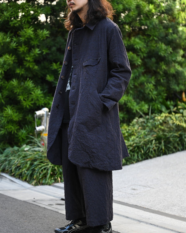LONG COOK JACKET, slub yarn dobby cloth