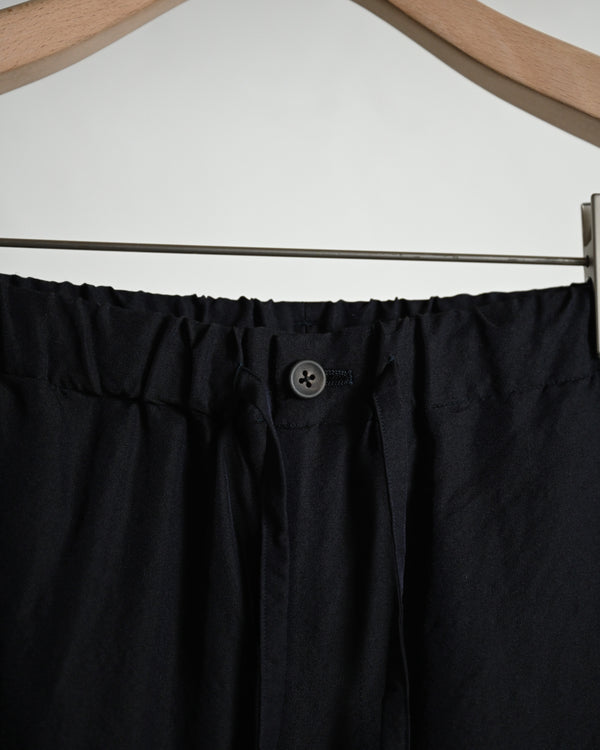 WASHED WOOL SILK DRAWSTRING PANTS