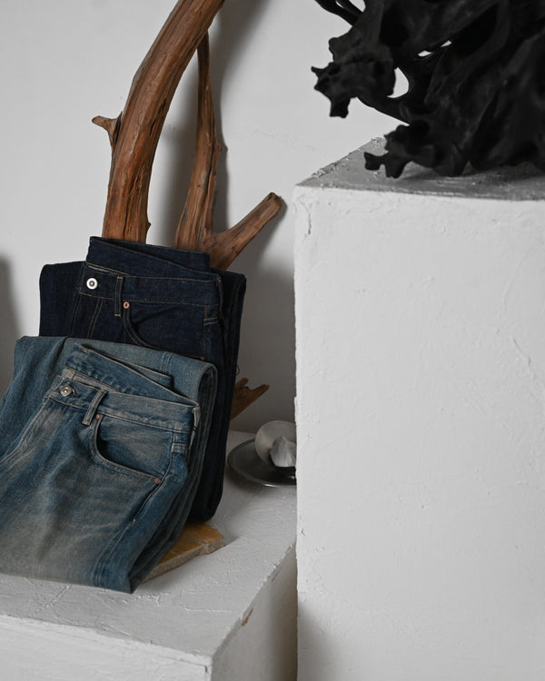 5POCKT BAGGY PANTS, raw denim, fade indigo