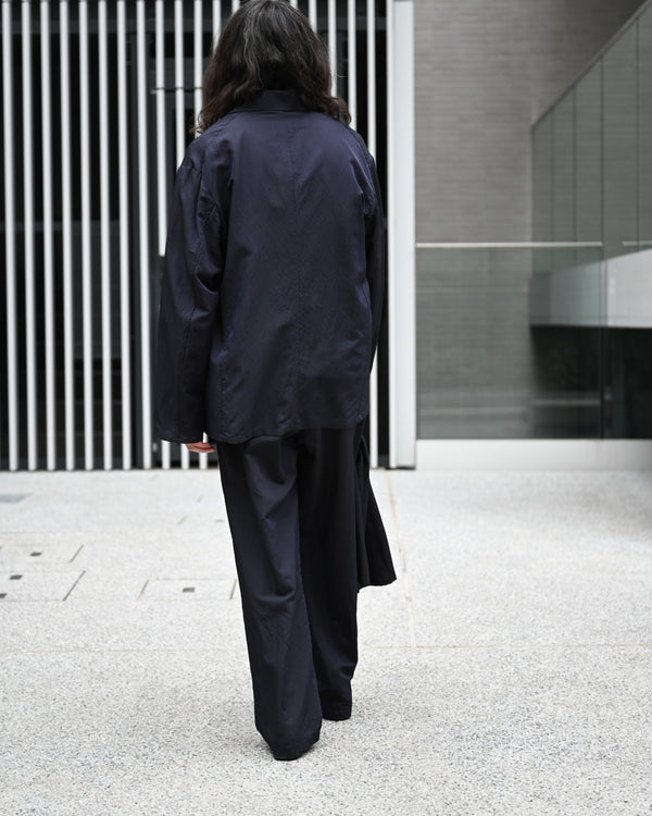 WASHED WOOL SILK DRAWSTRING PANTS