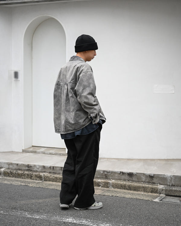LINEN POPLIN BELT-LESS SLACKS