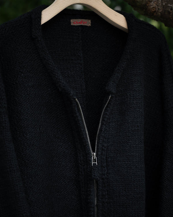 [予約商品]Slub yarn knit coat Ex. solid black