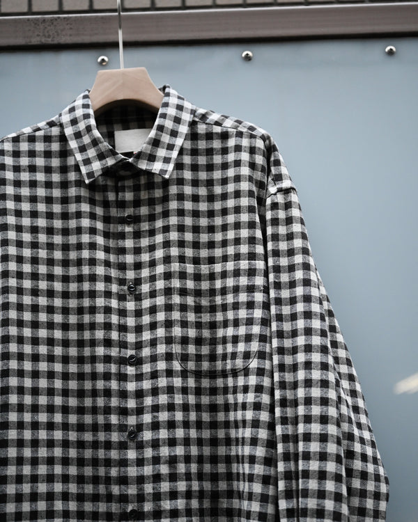 REGULAR COLLAR SHIRT, linen×cotton×silk, gingham
