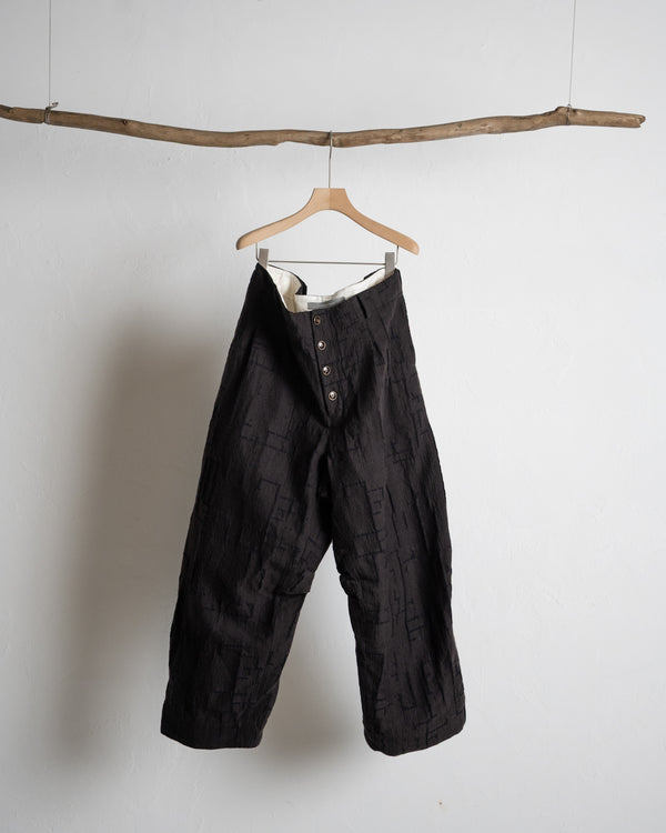 HOOK PANTS, dark brown site plan jacquard