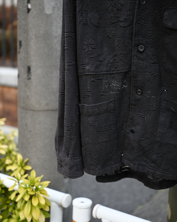 AGING LACE WORK SHIRT, black