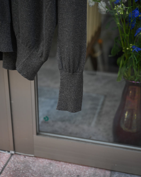 SILK LINEN V L/S, charcoal