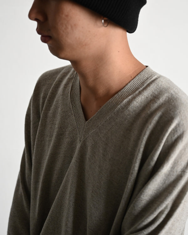 SILK LINEN V L/S, white sand