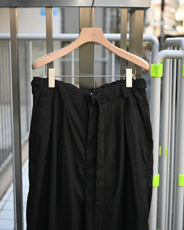 LINEN POPLIN BELT-LESS SLACKS