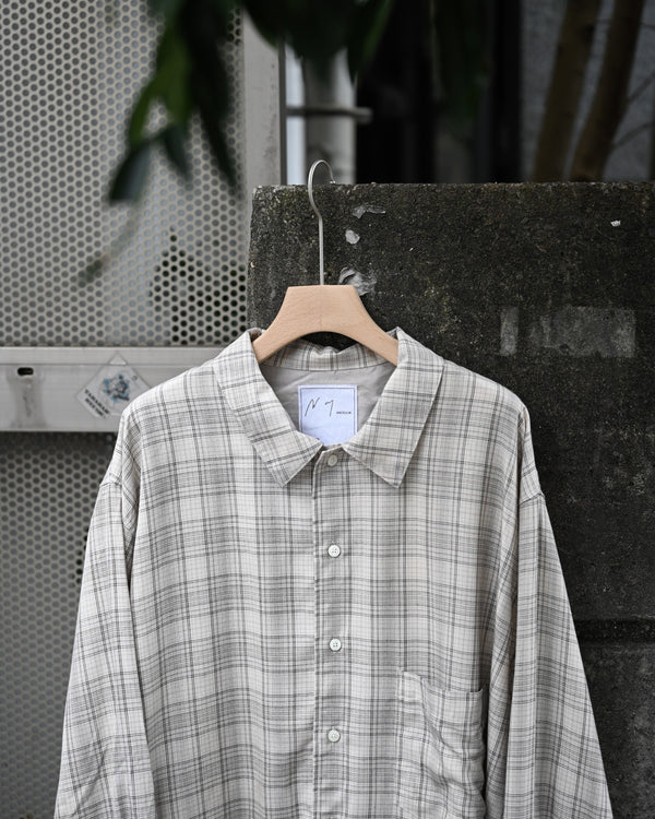 AGING RAYON CHECK SHIRT, beige